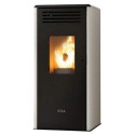 stufa a pellet anselmo cola smart 697 kw in acciaio e top in maiolica colore bianco ad aria