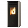 STUFA A PELLET ANSELMO COLA SMART 6.97 KW IN ACCIAIO E TOP IN MAIOLICA COLORE BIANCO AD ARIA