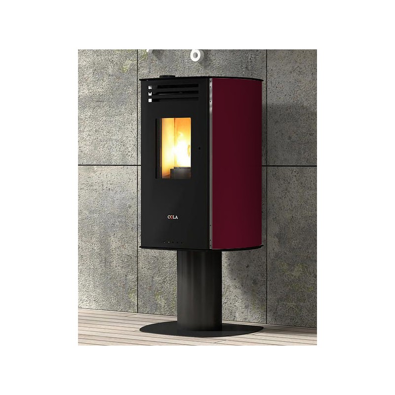 stufa a pellet anselmo cola vision hr 633 kw in acciaio colore bordeaux ad aria