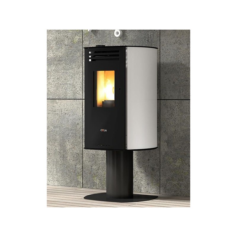 stufa a pellet anselmo cola vision hr 633 kw in acciaio colore bianco ad aria