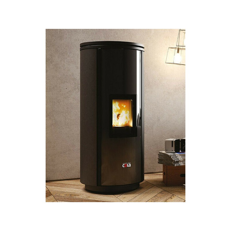 stufa a pellet anselmo cola elegant 827 kw in acciaio colore nero ad aria