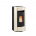 stufa a pellet la nordica extraflame klaudia 8 kw in acciaio e top maiolica colore avorio ad aria