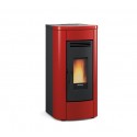 stufa a pellet la nordica extraflame klaudia 8 kw in acciaio e top maiolica colore bordeaux ad aria