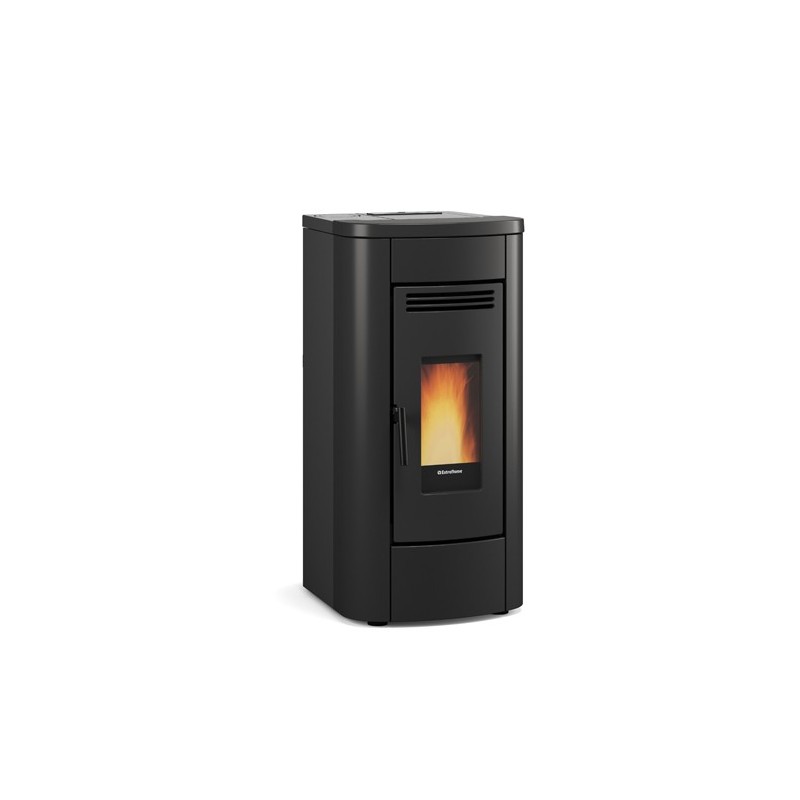 stufa a pellet la nordica extraflame klaudia 8 kw in acciaio e top maiolica colore nero ad aria