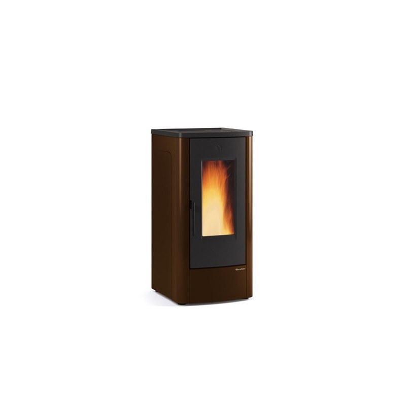 stufa a pellet la nordica extraflame dahiana 10 kw in acciaio e top in ghisa colore bronzo ad aria