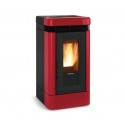 stufa a pellet la nordica extraflame lucia 121 kw in maiolica colore bordeaux ad aria