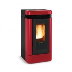 STUFA A PELLET LA NORDICA EXTRAFLAME LUCIA 12.1 KW IN MAIOLICA COLORE BORDEAUX AD ARIA