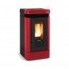 STUFA A PELLET LA NORDICA EXTRAFLAME LUCIA 12.1 KW IN MAIOLICA COLORE BORDEAUX AD ARIA