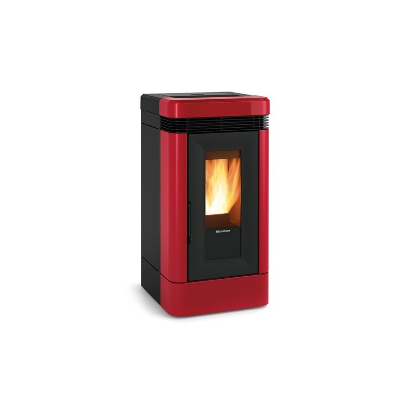 stufa a pellet la nordica extraflame lucia 121 kw in maiolica colore bordeaux ad aria