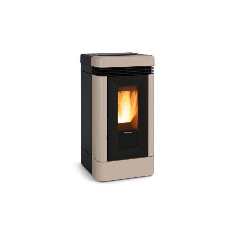 stufa a pellet la nordica extraflame lucia 121 kw in maiolica colore tortora ad aria