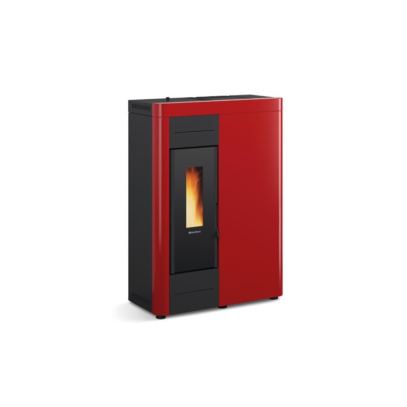 termostufa idro a pellet la nordica extraflame virna idro 145 kw in acciaio colore bordeaux