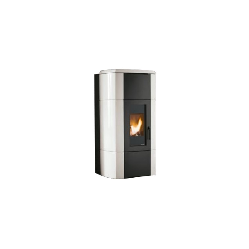 stufa a pellet palazzetti ecofire ermione idro 24 236 kw colore beige in maiolica ad acqua