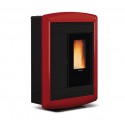 stufa a pellet la nordica extraflame souvenir lux 102 kw in acciaio e maiolica colore bordeaux canalizzata ad aria