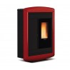 STUFA A PELLET LA NORDICA EXTRAFLAME SOUVENIR LUX EVO 10,2 KW IN ACCIAIO E MAIOLICA COLORE BORDEAUX CANALIZZATA AD ARIA