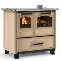 cucina a legna la nordica extraflame family 45 con rivestimento in acciaio porcellanato 75 kw colore cappuccino ad aria