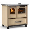 CUCINA A LEGNA LA NORDICA EXTRAFLAME FAMILY 4,5 CON RIVESTIMENTO IN ACCIAIO PORCELLANATO 7,5 KW COLORE CAPPUCCINO AD ARIA