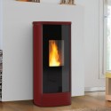 stufa a pellet piazzetta p220 m 85 kw in maiolica colore rosso lava ad aria wifi