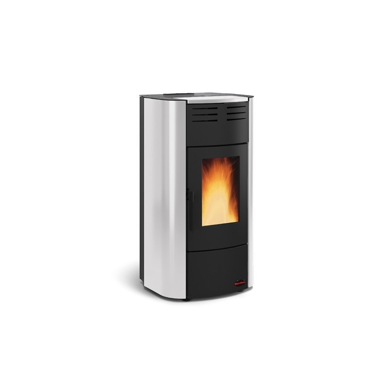 termostufa idro a pellet la nordica extraflame raffaella idro h15 181 kw in acciaio colore grigio luce