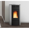 termostufa idro a pellet la nordica extraflame raffaella idro h15 181 kw in acciaio colore grigio luce