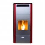 TERMOSTUFA A PELLET QLIMA DONATA 161 IDRO S-LINE 18,5 KW IN ACCIAIO COLORE ROSSA CON KIT ACQUA CALDA SANITARIA