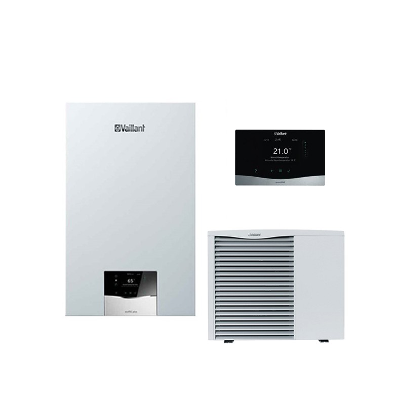 sistema ibrido vaillant 53 con caldaia ecotec plus 30 kw e pompa di calore monoblocco 8 kw arotherm vwl 853