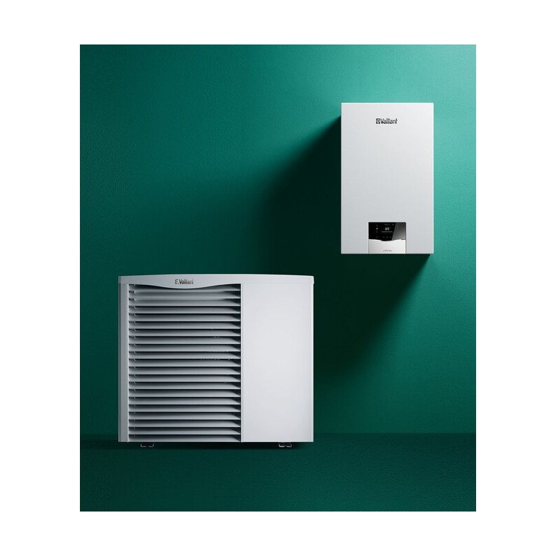 sistema ibrido vaillant 53 con caldaia ecotec plus 30 kw e pompa di calore monoblocco 8 kw arotherm vwl 853