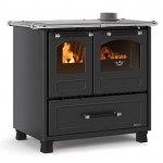 CUCINA A LEGNA LA NORDICA EXTRAFLAME FAMILY 4,5 CON RIVESTIMENTO IN ACCIAIO PORCELLANATO 7,5 KW COLORE NERO ANTRACITE AD ARIA