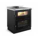 cucina a legna la nordica extraflame verona xxl con rivestimento in acciaio smaltato 70 kw colore nero antracite ad aria