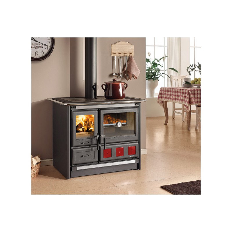 cucina a legna la nordica extraflame rosa xxl 85 kw colore nero antracite ad aria