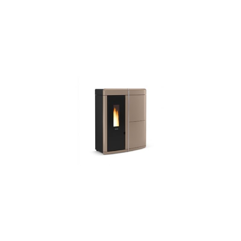 termostufa idro a pellet la nordica extraflame evelyne idro 175 kw in maiolica colore tortora