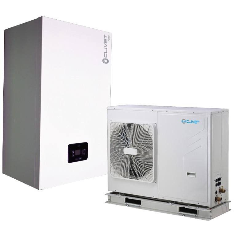 sistema pompa di calore ibrida clivet 24 kw edge evo 20 hybrid 31 chiller 67 kw monofase inverter con modulo idronico a