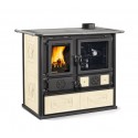 cucina a legna la nordica extraflame rosa 40 liberty con rivestimento in ceramica 84 kw colore panna ad aria