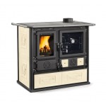 CUCINA A LEGNA LA NORDICA EXTRAFLAME ROSA 4.0 LIBERTY CON RIVESTIMENTO IN CERAMICA 8,4 KW COLORE PANNA AD ARIA