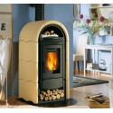 stufa a legna la nordica extraflame stefany forno bii 106 kw in ghisa con maiolica pergamena ad aria