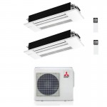 CONDIZIONATORE MITSUBISHI DUAL SPLIT CASSETTA 1 VIA MLZ-KP 12000+12000 BTU INVERTER MXZ-2F53VF A+++