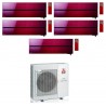 CONDIZIONATORE MITSUBISHI PENTA SPLIT KIRIGAMINE STYLE ROSSO 9000+9000+12000+12000+18000 BTU WIFI INVERTER MXZ-5F102VF A++