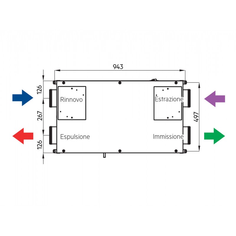 sistema vmc irsap a doppio flusso recuperatore di calore h 150 s