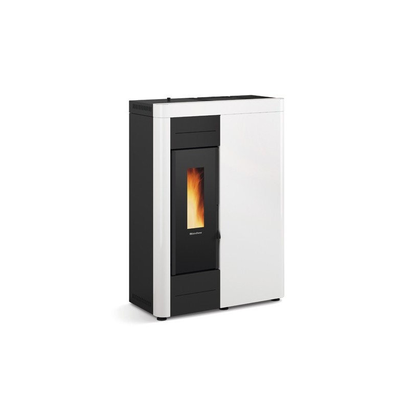 termostufa idro a pellet la nordica extraflame virna idro 145 kw in acciaio colore bianco