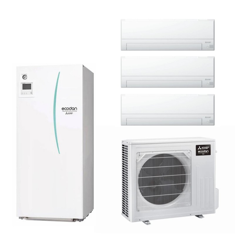 sistema mitsubishi ecodan multi 75 kw gas r 32 monofase inverter con msz bt 700070007000 serbatoio small acs 170 litri