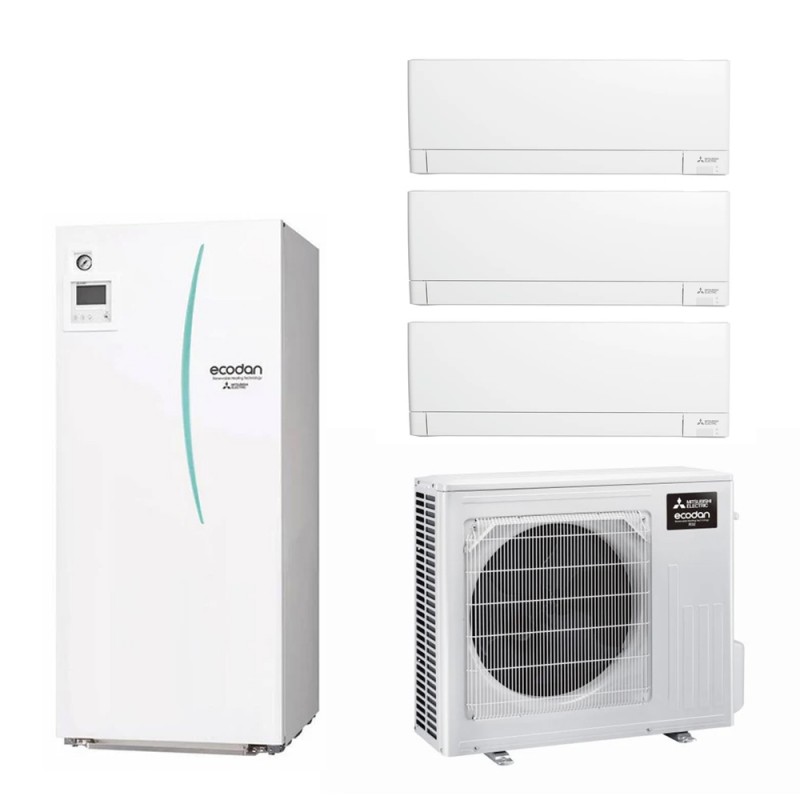 sistema mitsubishi ecodan multi 75 kw gas r 32 monofase inverter con msz ay 900090009000 serbatoio small acs 170 litri