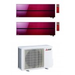 CONDIZIONATORE MITSUBISHI KIRIGAMINE STYLE WI-FI MSZ-LN R-32 ROSSO DUAL SPLIT 12000+12000 BTU A++ MXZ-3F68VF