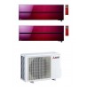 CONDIZIONATORE MITSUBISHI KIRIGAMINE STYLE WI-FI MSZ-LN R-32 ROSSO DUAL SPLIT 12000+12000 BTU A++ MXZ-3F68VF