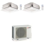 CONDIZIONATORE MITSUBISHI DUAL SPLIT CASSETTA A 4 VIE SLZ-M 12000+12000 BTU WIFI INVERTER MXZ-2F53VF3 A+++