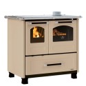 cucina a legna la nordica extraflame family 45 con rivestimento in acciaio porcellanato 75 kw colore cappuccino ad aria
