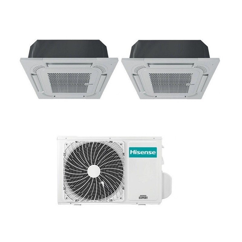 hisense condizionatore cassetta a 4 vie dual split inverter gas r32 90009000 btu 2amw42u4rra a plus plus