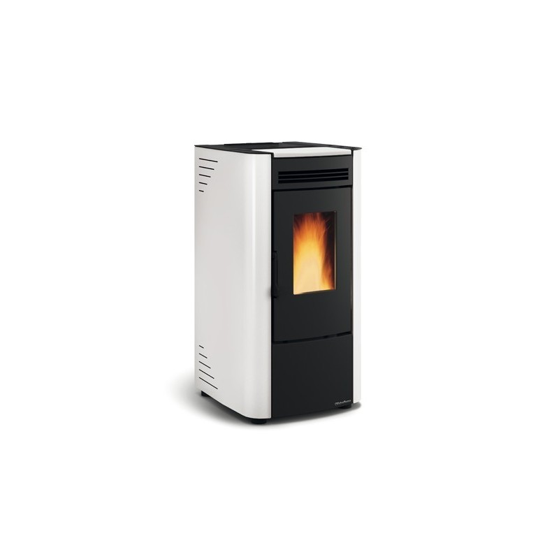 stufa a pellet la nordica extraflame ketty evo 65 kw in acciaio colore bianco ad aria