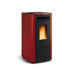 STUFA A PELLET LA NORDICA EXTRAFLAME KETTY EVO 2.0 6,5 KW IN ACCIAIO COLORE BORDEAUX AD ARIA