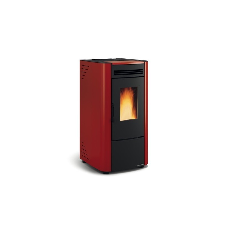 stufa a pellet la nordica extraflame ketty evo 65 kw in acciaio colore bordeaux ad aria