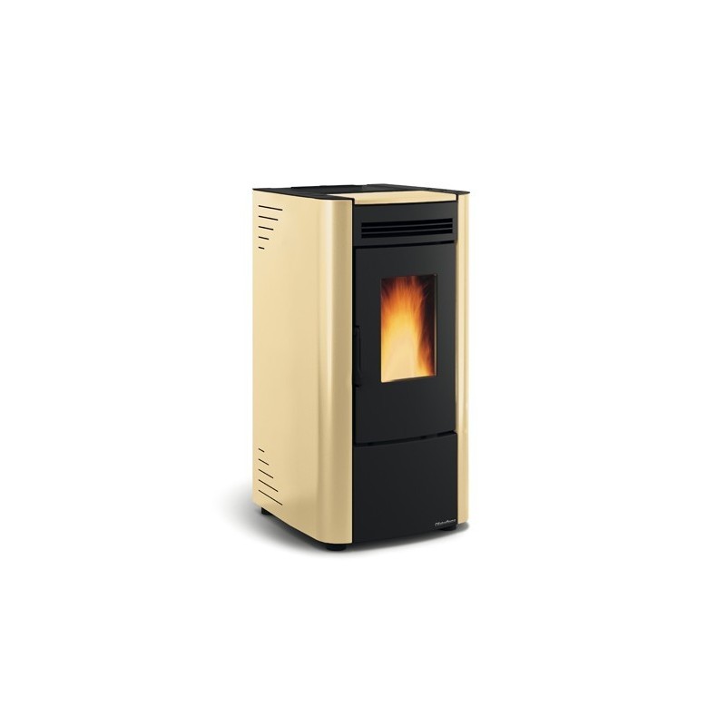 stufa a pellet la nordica extraflame ketty evo 65 kw in acciaio colore pergamena ad aria