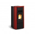 stufa a pellet la nordica extraflame giusy evo 70 kw in acciaio e top in maiolica colore bordeaux ad aria